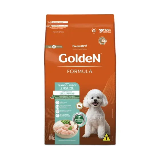 Ração Golden Fórmula Cães Adultos Raças Pequenas Frango, Arroz e Vegetais Mini Bits 3 kg